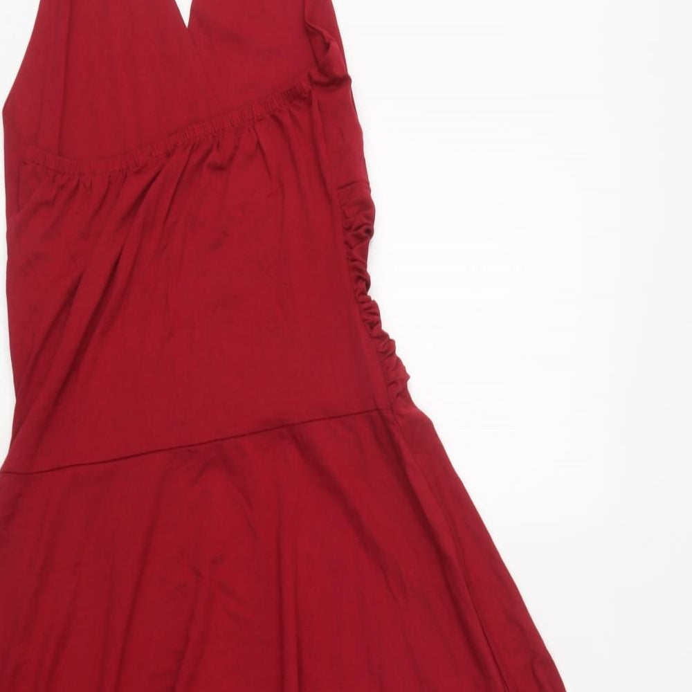 Glamour Empire Womens Red  Viscose Fit & Flare  Size S  Halter