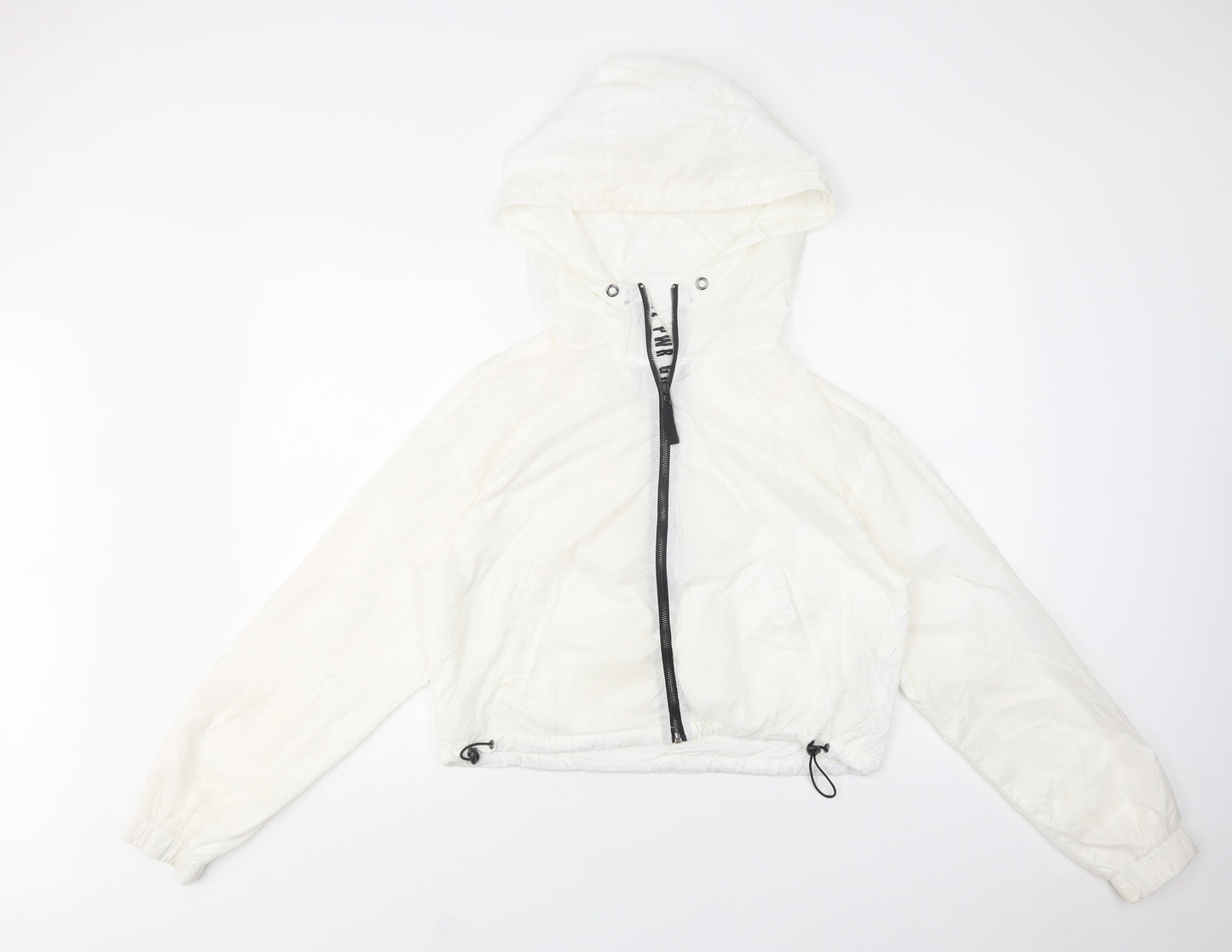 Bershka Womens White   Windbreaker Jacket Size L  Zip