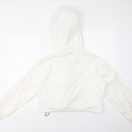 Bershka Womens White   Windbreaker Jacket Size L  Zip