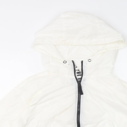 Bershka Womens White   Windbreaker Jacket Size L  Zip