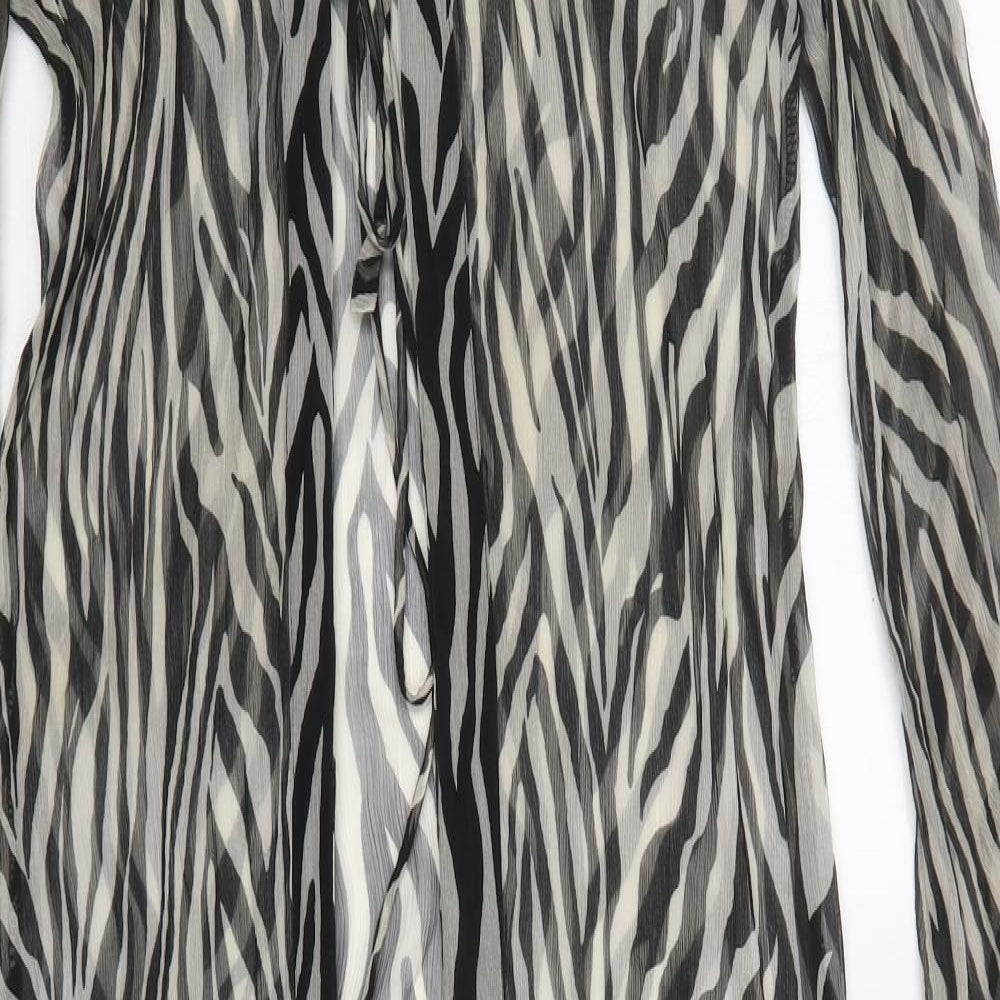 Beth & Tracie Womens Black Animal Print  Jacket  Size S  Tie - Beach Cover Up