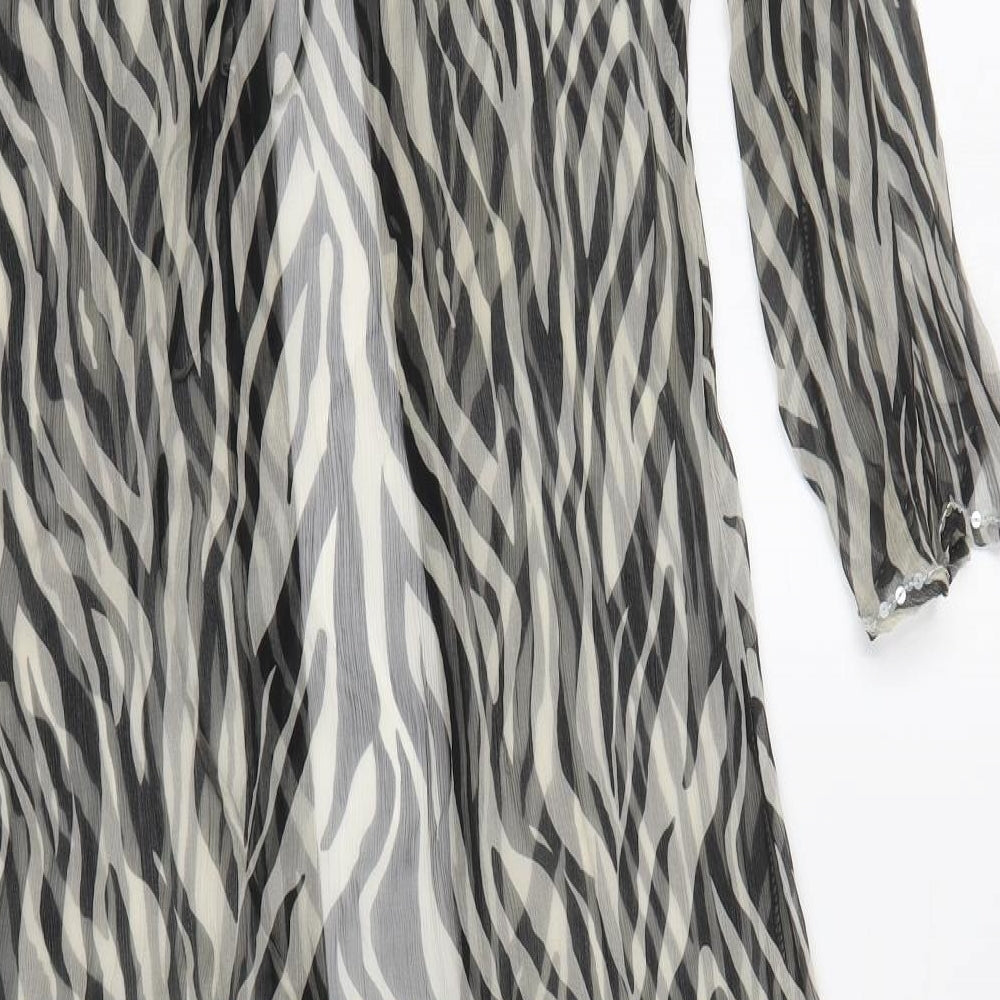 Beth & Tracie Womens Black Animal Print  Jacket  Size S  Tie - Beach Cover Up