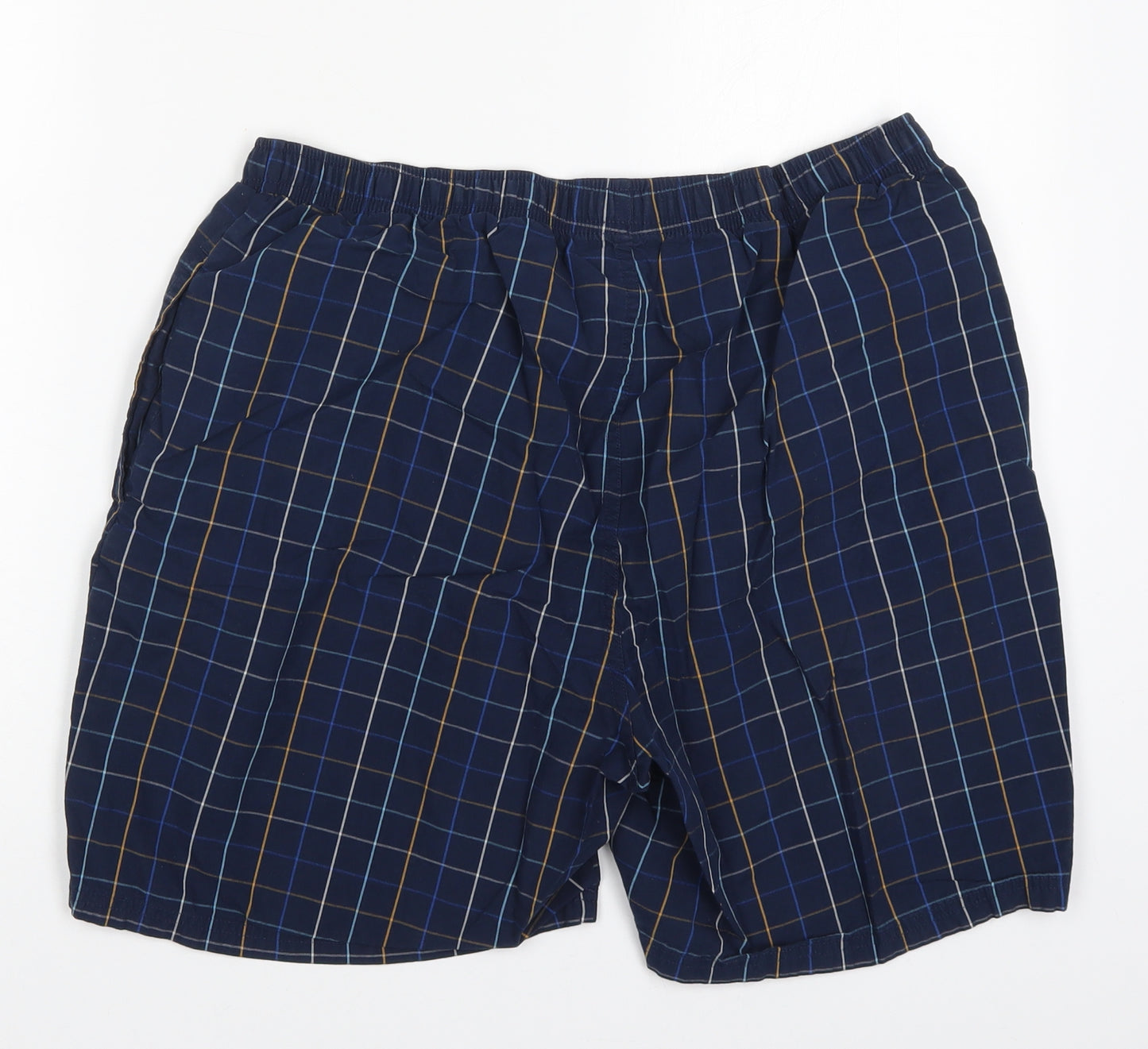 Marks and Spencer Mens Blue Check Cotton Bermuda Shorts Size L L6 in Regular Drawstring - Sleep Shorts