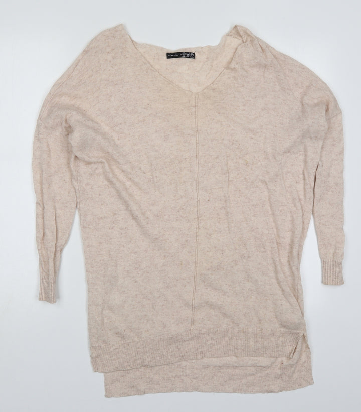 Atmosphere Womens Beige V-Neck  Viscose Pullover Jumper Size XS