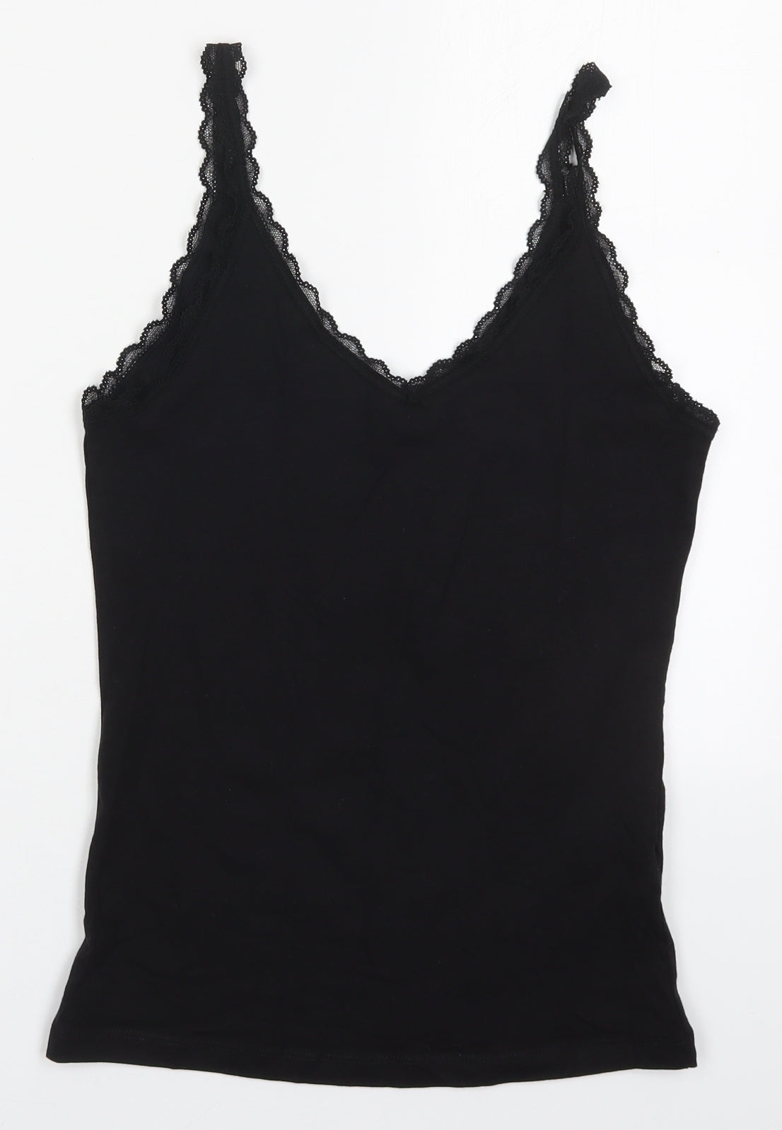 Primark Womens Black  Cotton Basic Tank Size 10 V-Neck