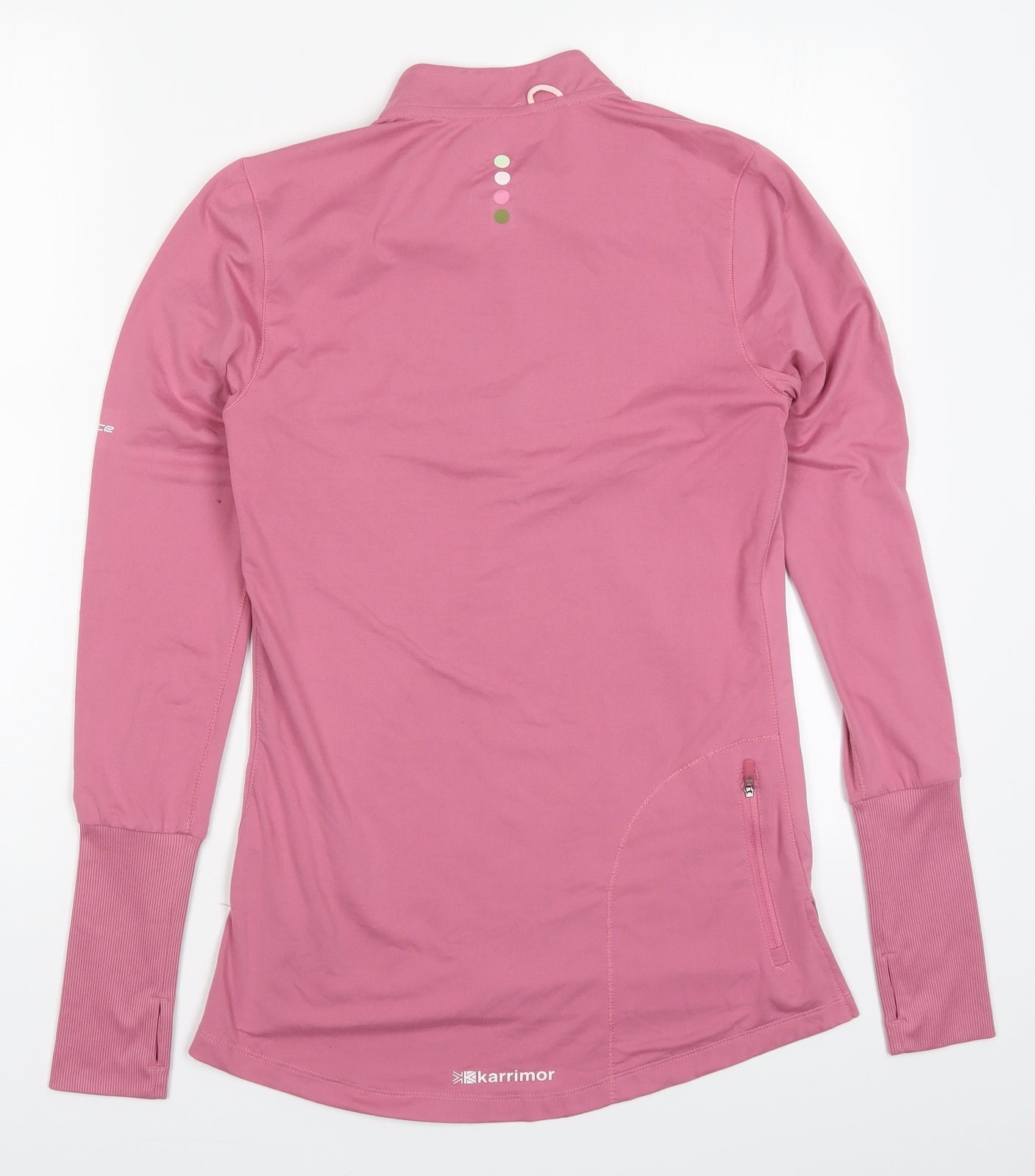 Karrimor Womens Pink  Polyester Basic T-Shirt Size 10 Round Neck Zip