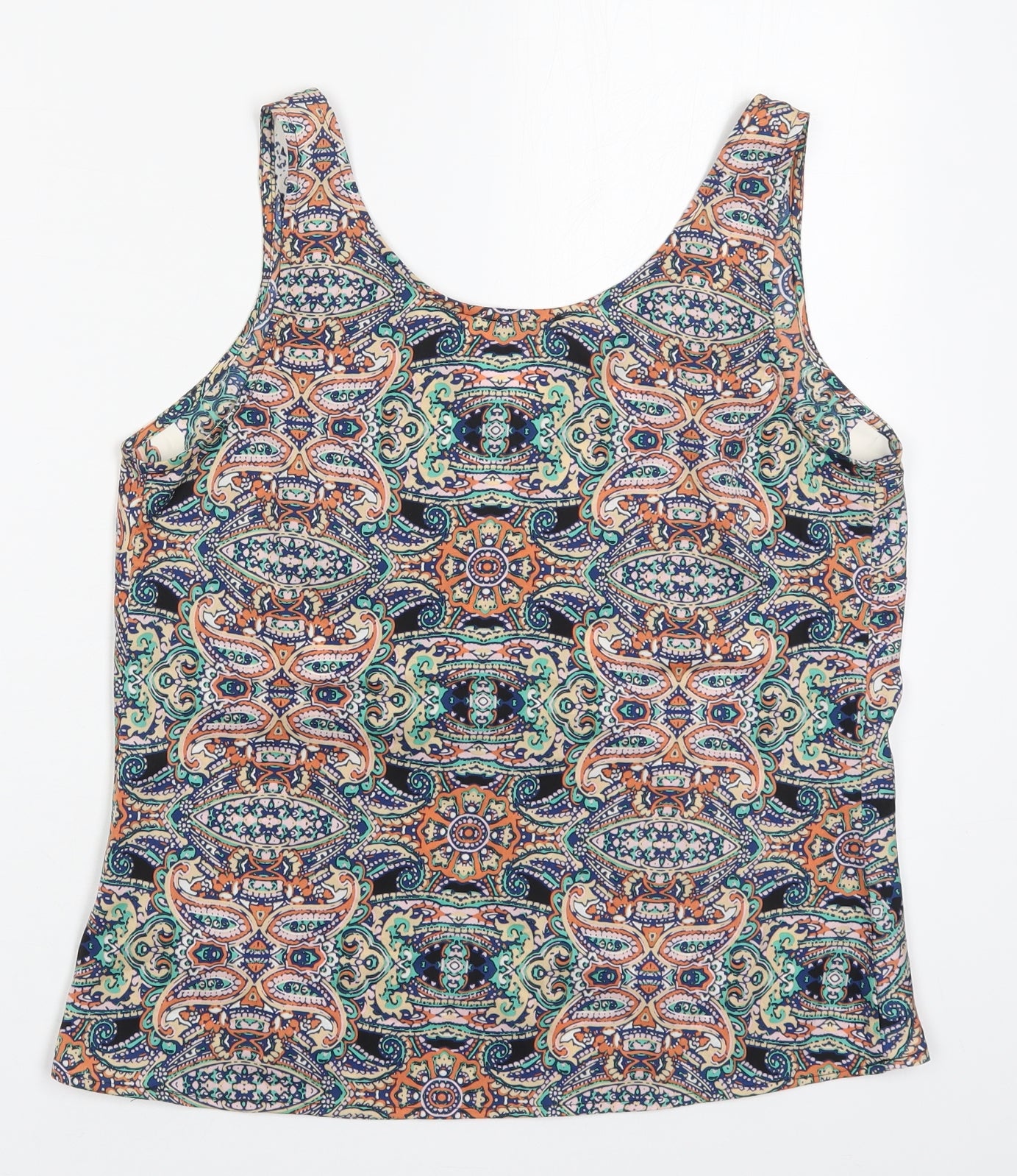 Mint Velvet Womens Multicoloured Geometric Polyester Basic Tank Size 10 V-Neck