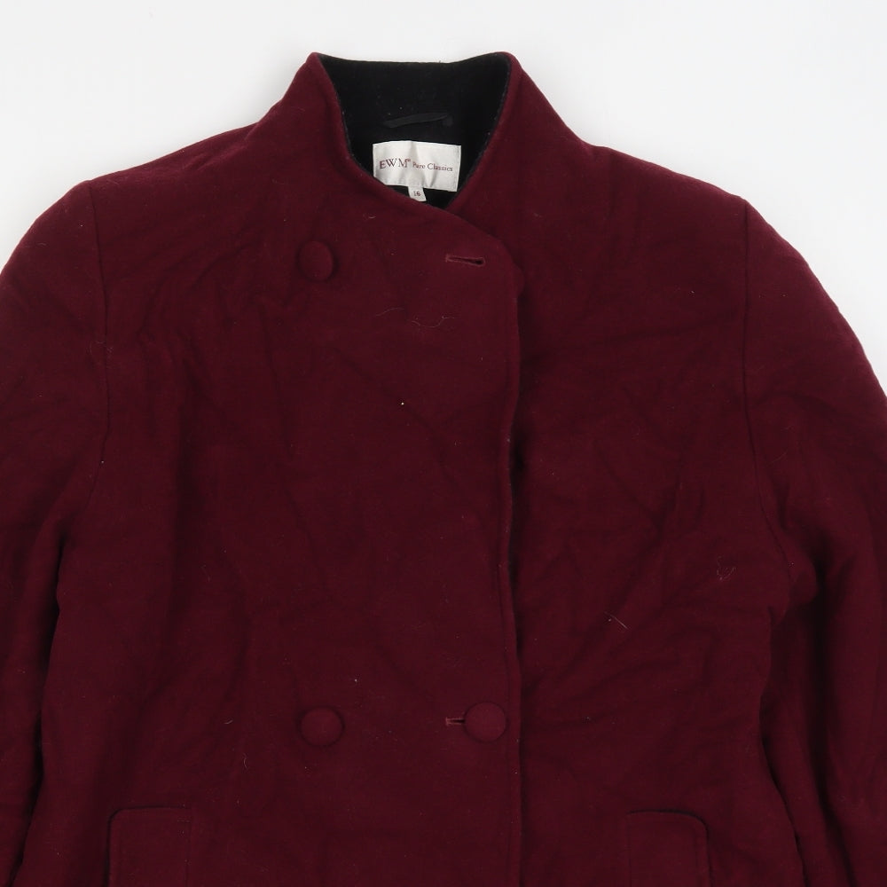 EWM Womens Red   Pea Coat Coat Size 16  Button - Wine Red