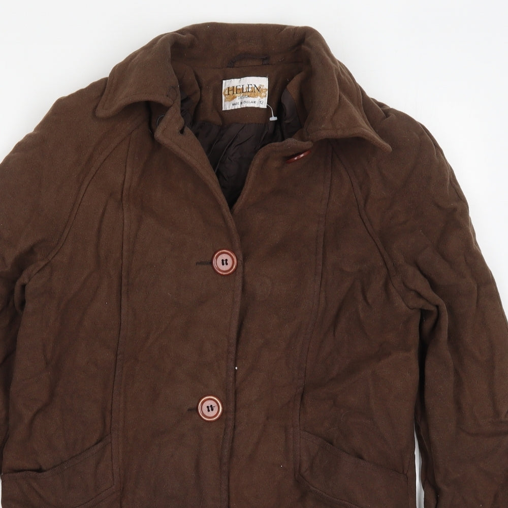 Helen Womens Brown   Pea Coat Coat Size 12  Button