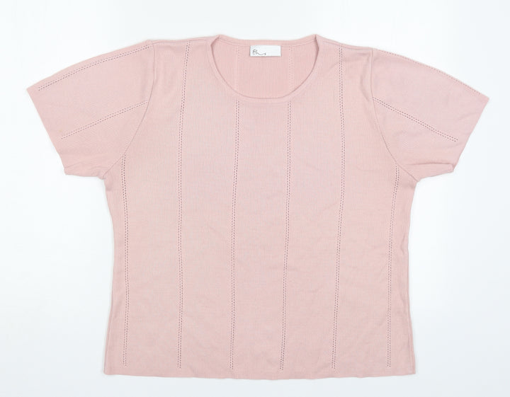 BHS Womens Pink Round Neck  Acrylic Pullover Jumper Size 16