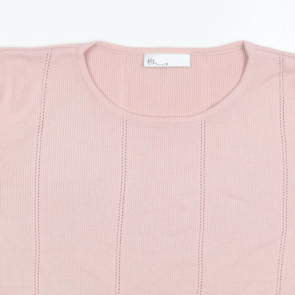 BHS Womens Pink Round Neck  Acrylic Pullover Jumper Size 16