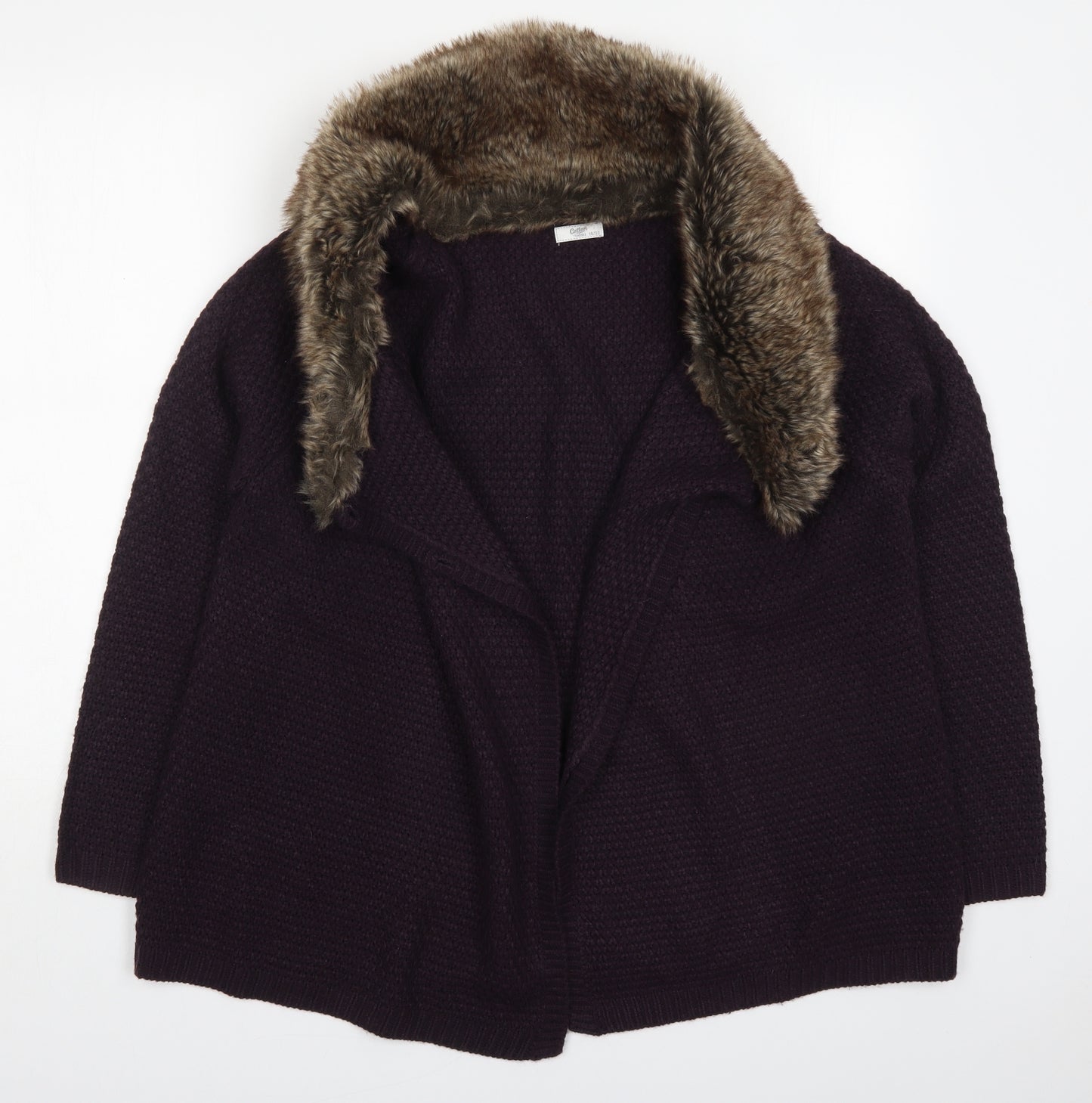 Cotton Traders Womens Purple V-Neck  Acrylic Cardigan Jumper Size 18