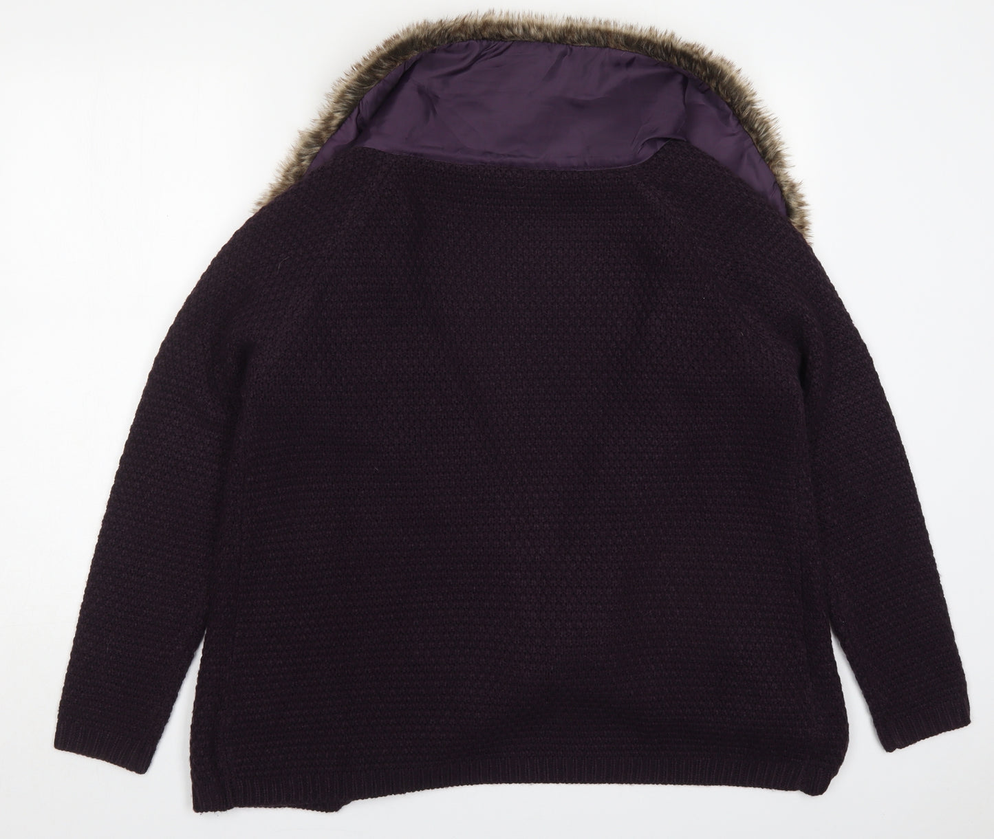Cotton Traders Womens Purple V-Neck  Acrylic Cardigan Jumper Size 18