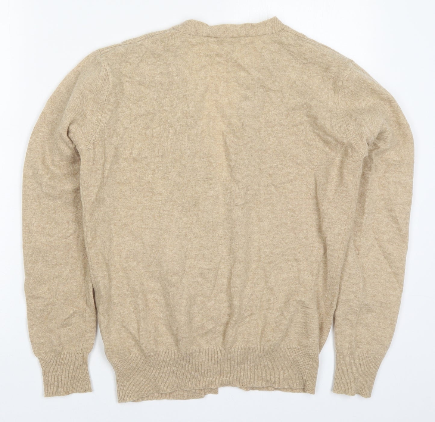 M&Co Womens Beige V-Neck  Wool Cardigan Jumper Size S