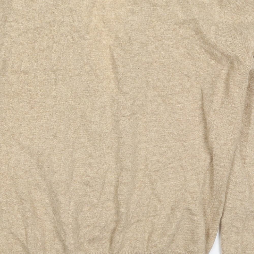 M&Co Womens Beige V-Neck  Wool Cardigan Jumper Size S