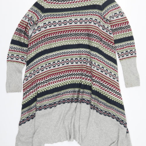 Tommy Hilfiger Womens Multicoloured V-Neck Geometric Acrylic Cardigan Jumper Size S