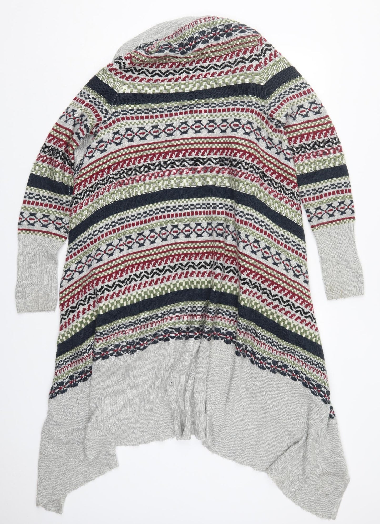 Tommy Hilfiger Womens Multicoloured V-Neck Geometric Acrylic Cardigan Jumper Size S