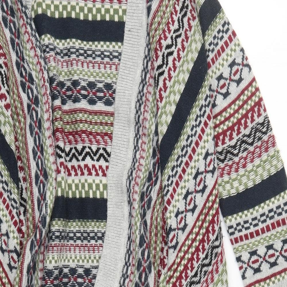 Tommy Hilfiger Womens Multicoloured V-Neck Geometric Acrylic Cardigan Jumper Size S