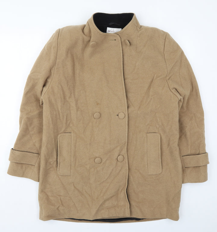 EWM Womens Beige Pea Coat Coat Size 16 Button