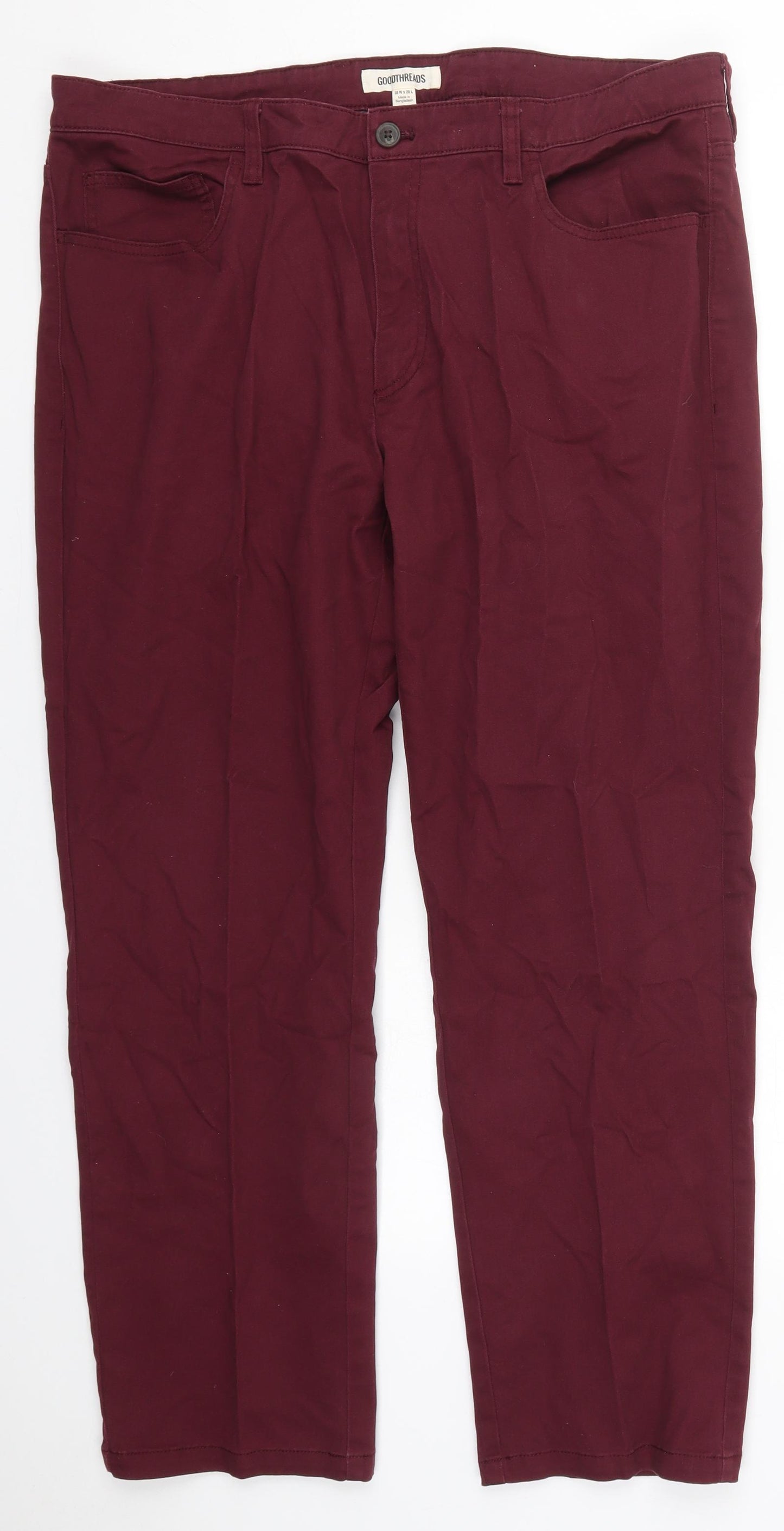 Goodthreads Mens Red  Cotton Trousers  Size 38 L29 in Regular Button