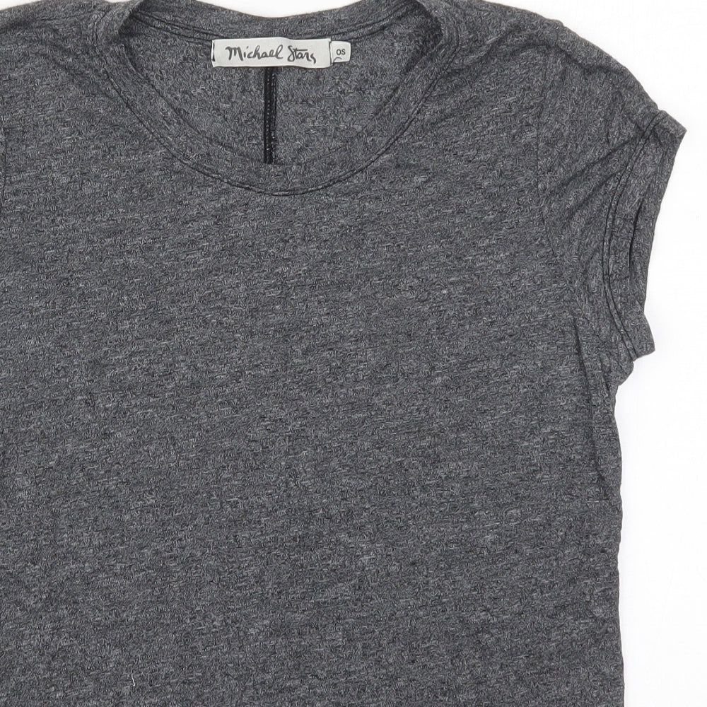 Michael Stans Womens Grey  Viscose Basic T-Shirt One Size Round Neck