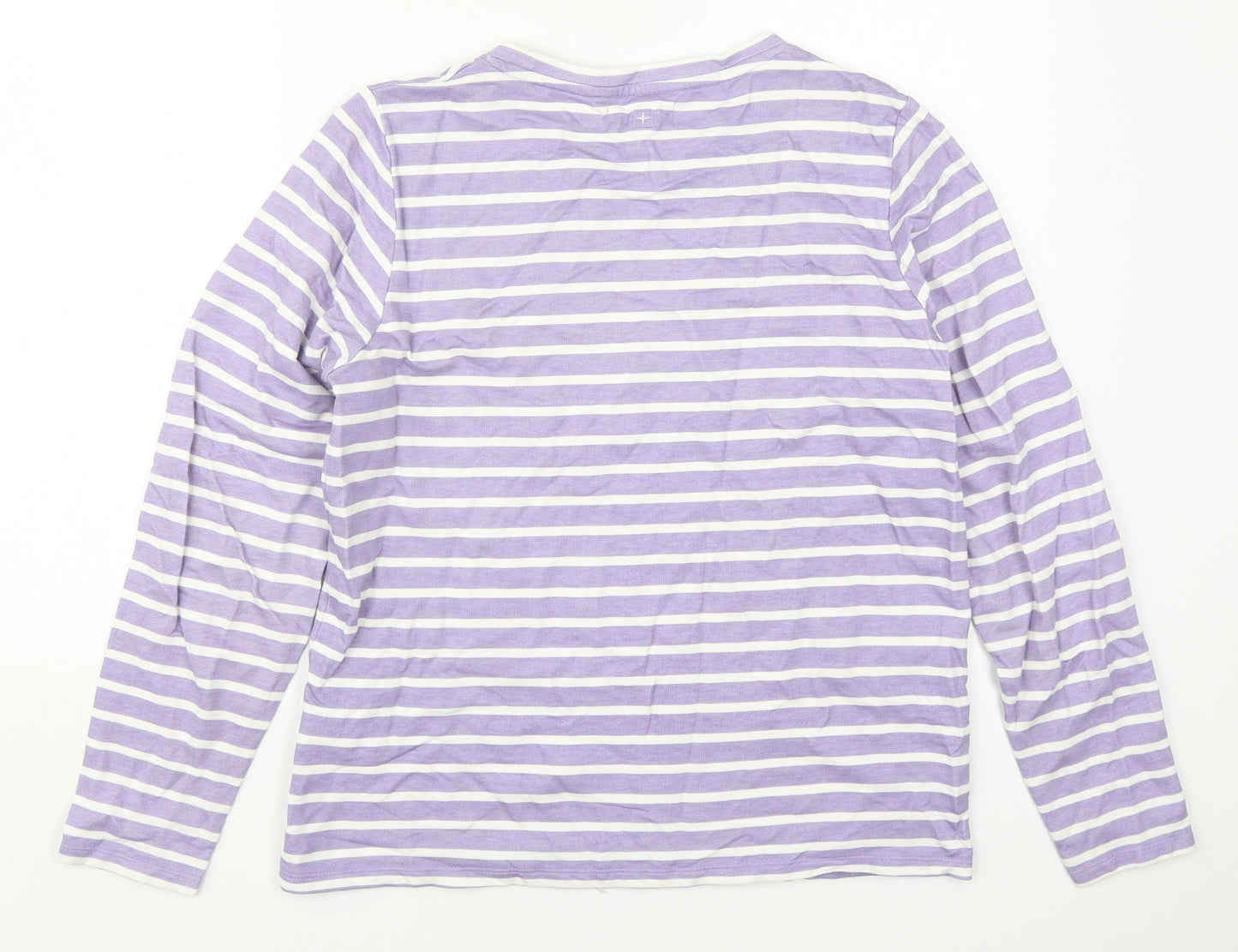 Mountain Warehouse Womens Purple Striped Cotton Basic T-Shirt Size 12 Round Neck