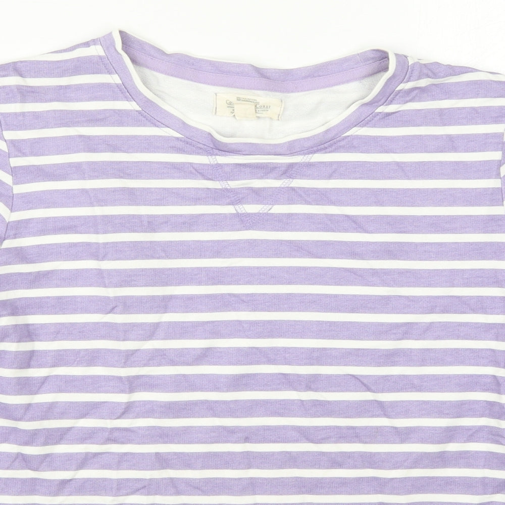 Mountain Warehouse Womens Purple Striped Cotton Basic T-Shirt Size 12 Round Neck