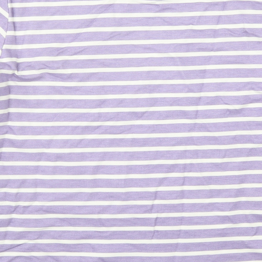 Mountain Warehouse Womens Purple Striped Cotton Basic T-Shirt Size 12 Round Neck