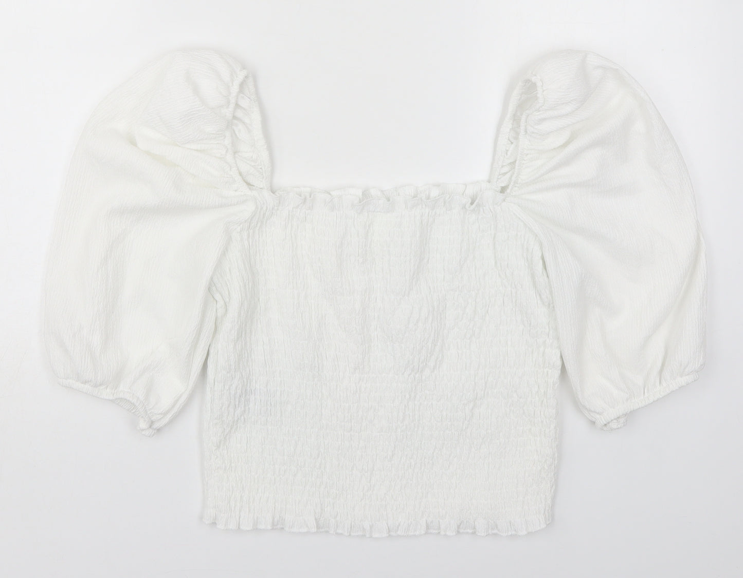 H&M Womens White  Polyester Basic Blouse Size M Square Neck