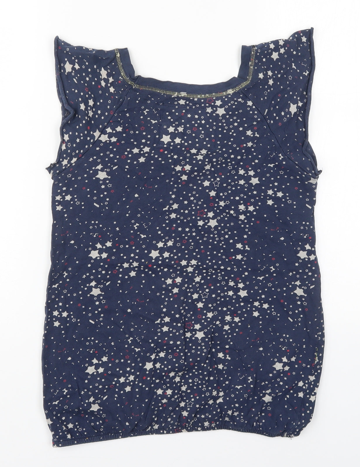 River Island Womens Blue Geometric Cotton Basic T-Shirt Size 10 Round Neck - Stars