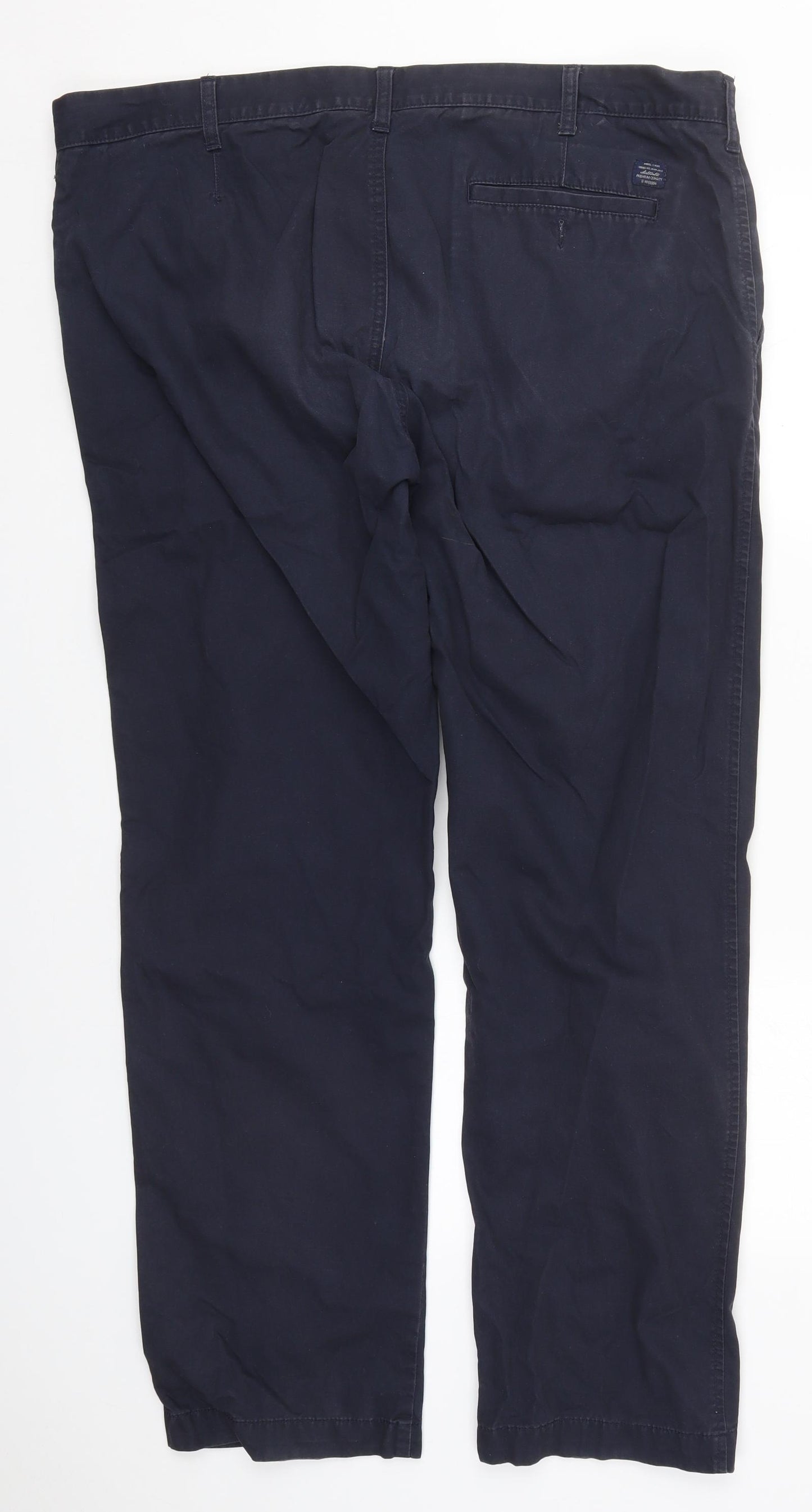 Marks and Spencer Mens Blue  Cotton Trousers  Size 42 L31 in Regular Button