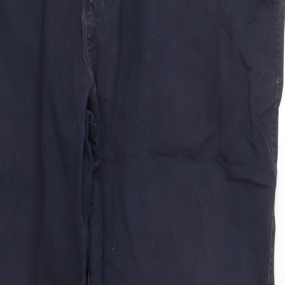 Marks and Spencer Mens Blue  Cotton Trousers  Size 42 L31 in Regular Button