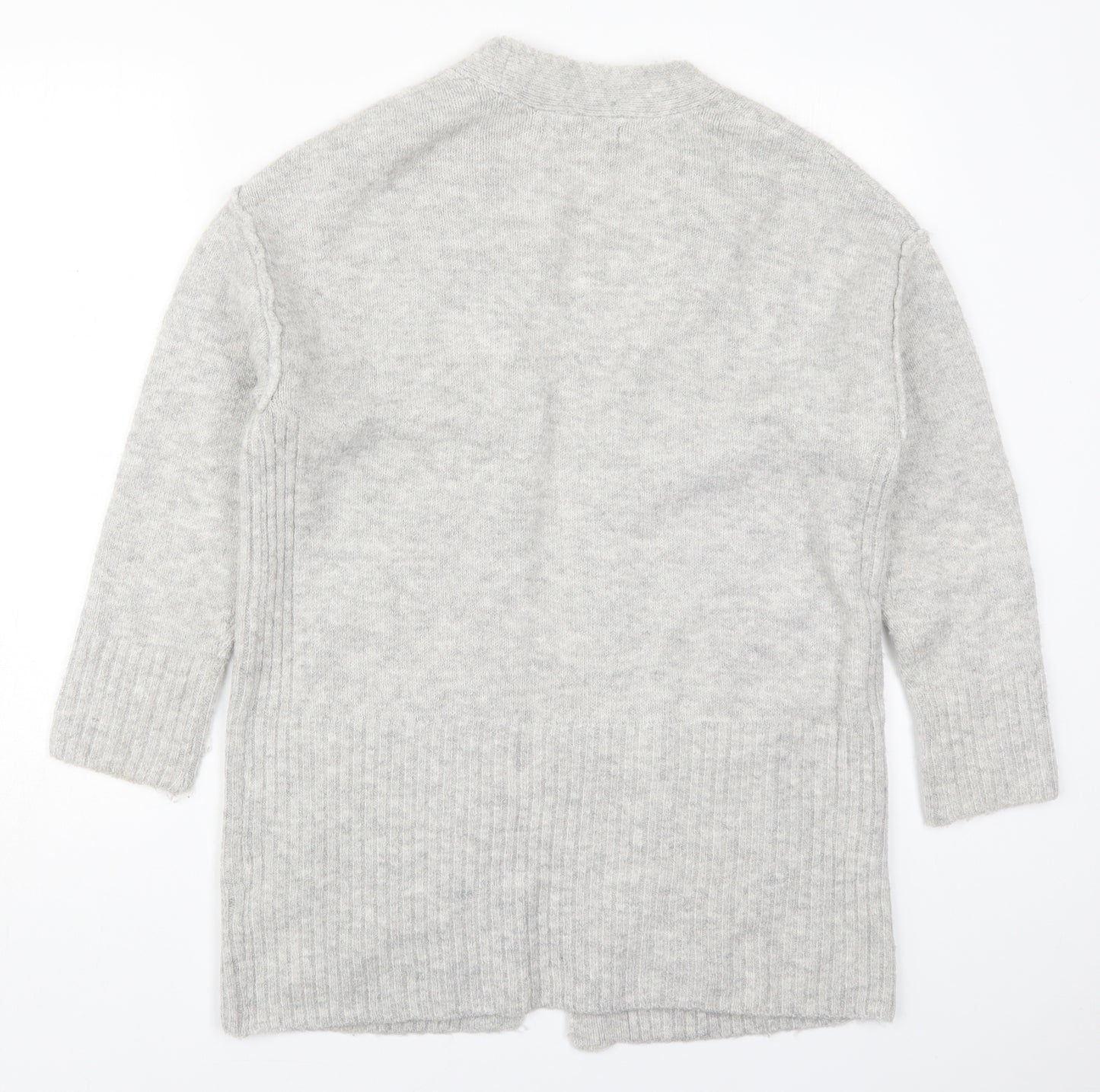 Marks and Spencer Womens Grey V-Neck  Acrylic Cardigan Jumper Size S