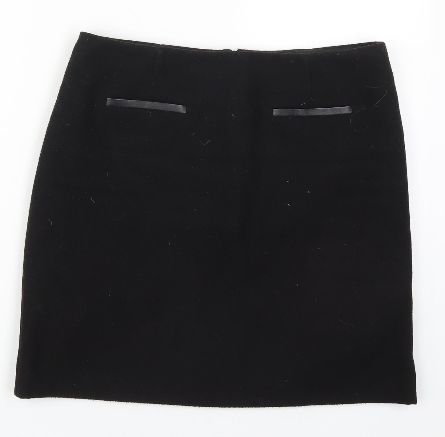 Marks and Spencer Womens Black  Polyester Mini Skirt Size 10   Zip