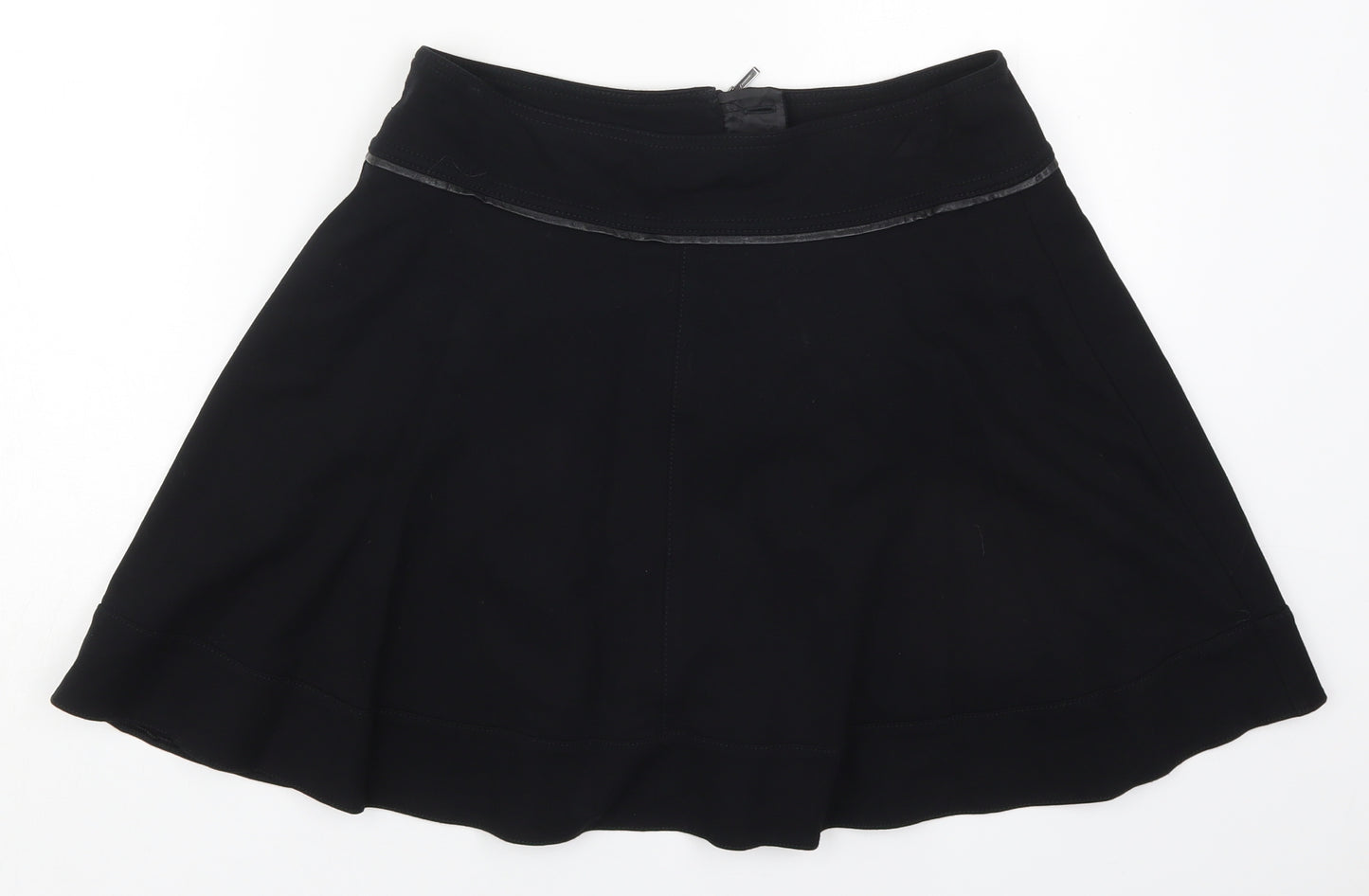 Marks and Spencer Womens Black  Viscose Skater Skirt Size 10   Zip