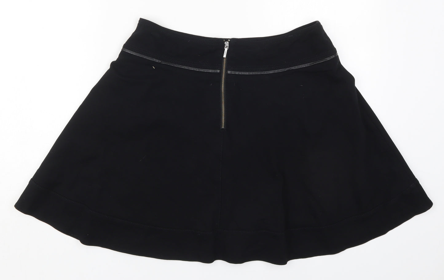 Marks and Spencer Womens Black  Viscose Skater Skirt Size 10   Zip