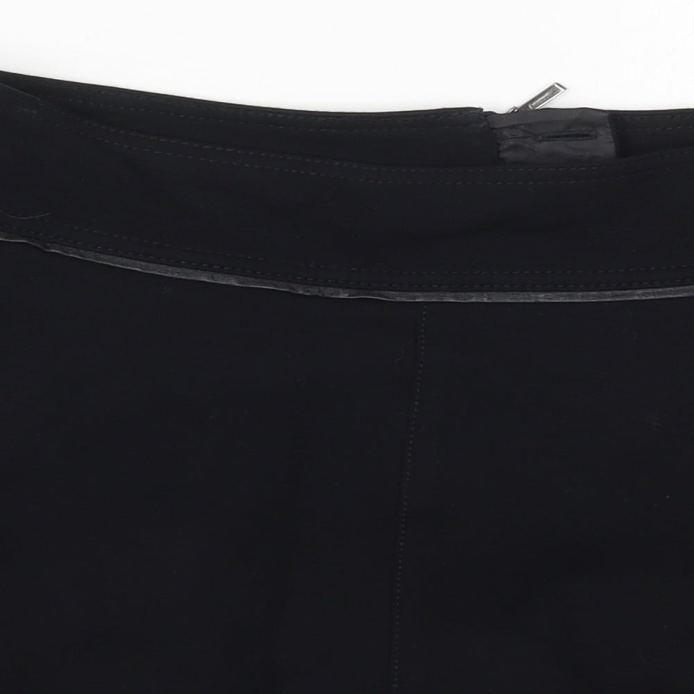 Marks and Spencer Womens Black  Viscose Skater Skirt Size 10   Zip