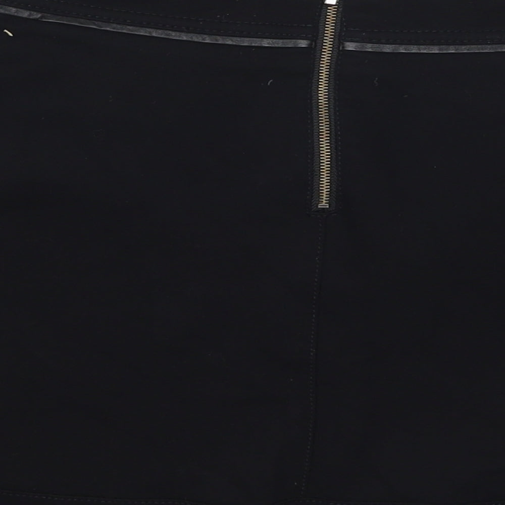 Marks and Spencer Womens Black  Viscose Skater Skirt Size 10   Zip