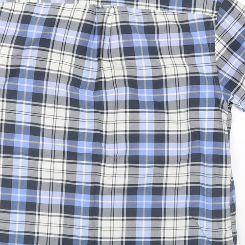 Blue Harbour Mens Blue Check Cotton  Button-Up Size M Collared Button