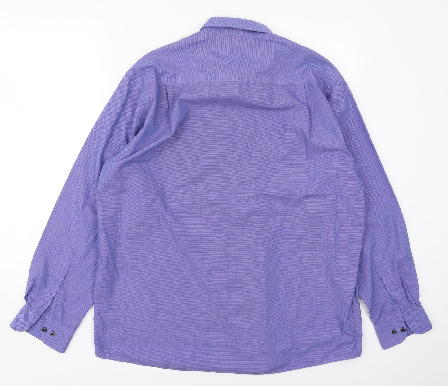 BSH Mens Purple  Polyester  Dress Shirt Size 15.5 Collared Button