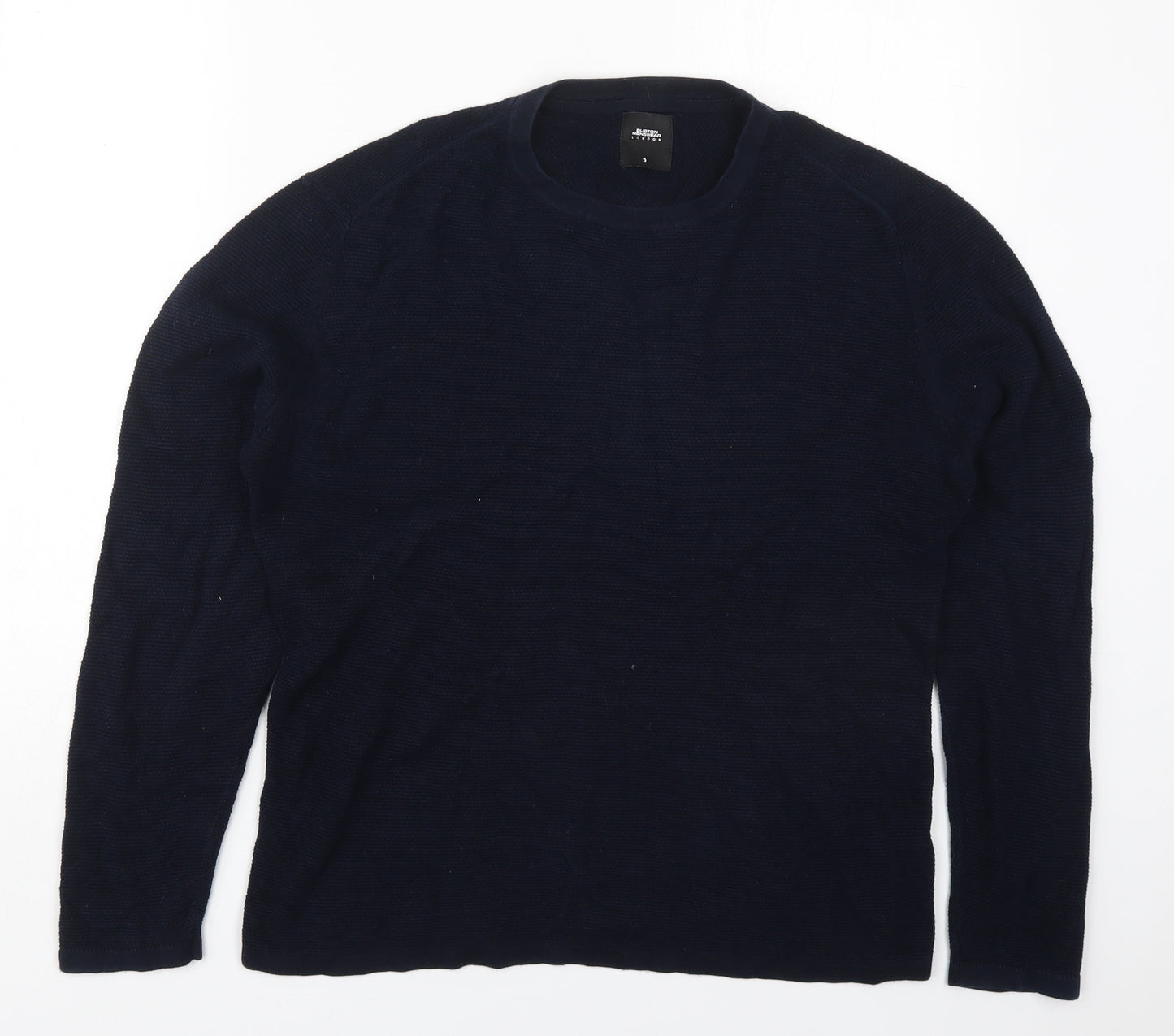 Burton Mens Blue Round Neck  Cotton Pullover Jumper Size S