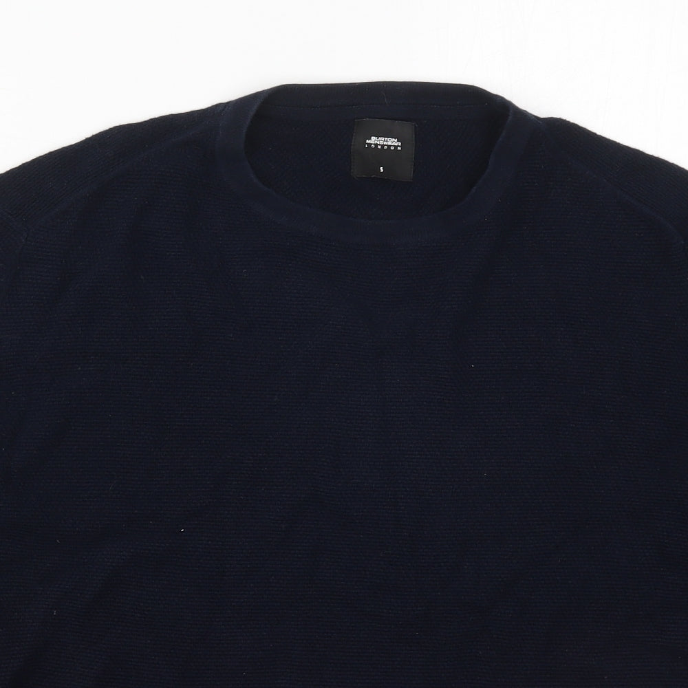 Burton Mens Blue Round Neck  Cotton Pullover Jumper Size S