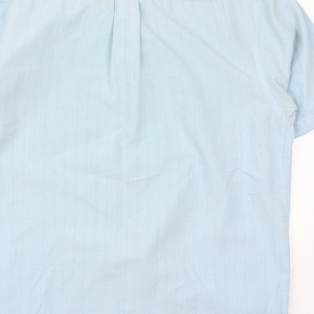BHS Mens Blue Check Viscose  Dress Shirt Size M Collared Button