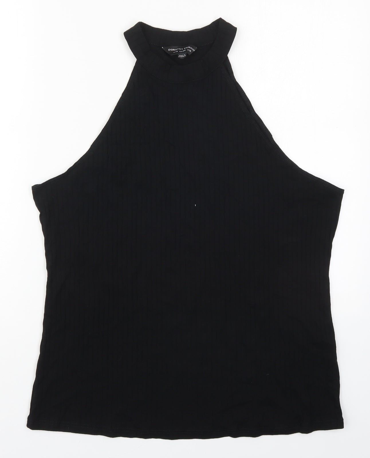 Dorothy Perkins Womens Black  Cotton Basic Tank Size 18 Round Neck