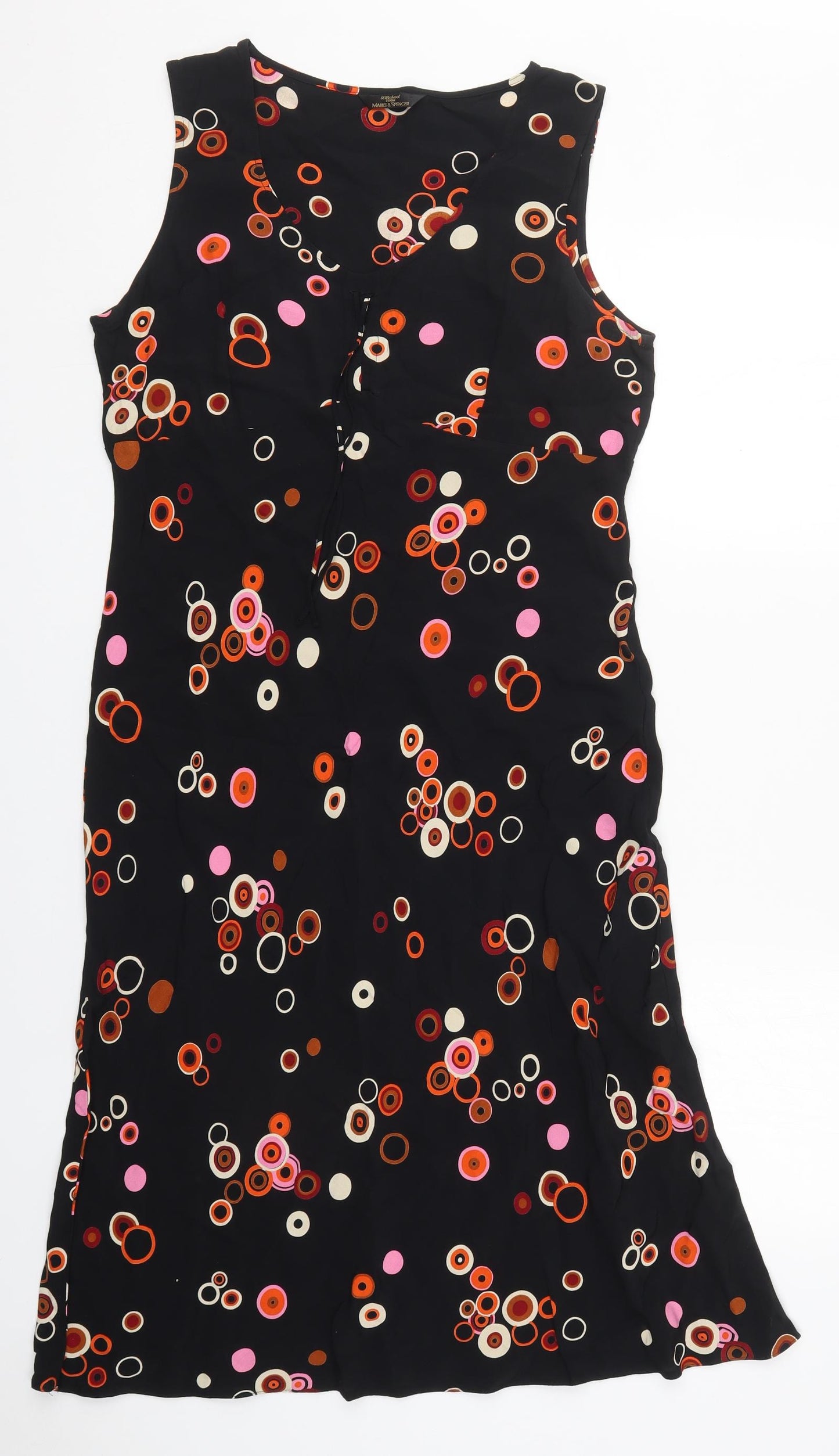 Marks and Spencer Womens Multicoloured Geometric Viscose A-Line  Size 14  Round Neck Pullover