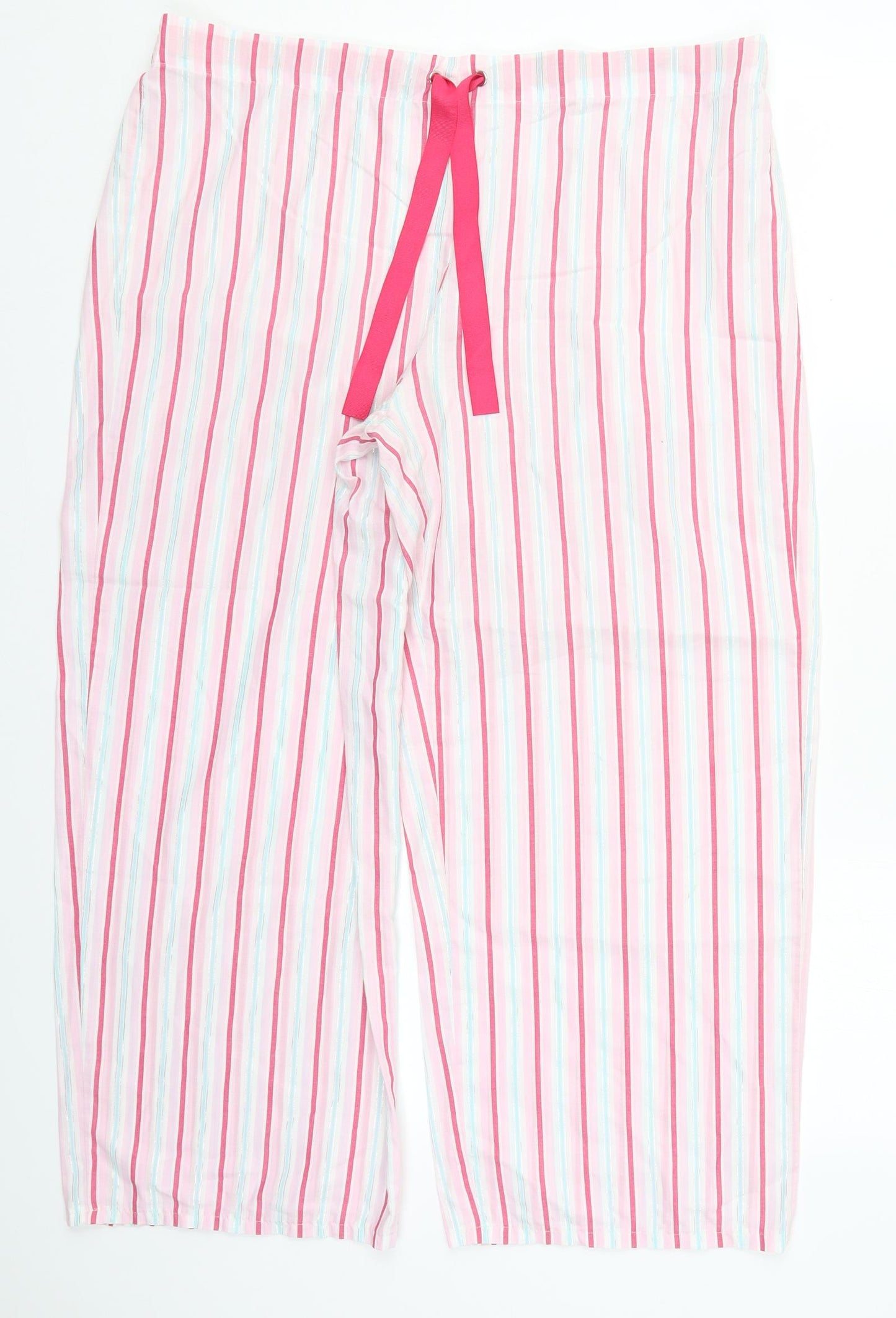George Womens Pink Striped Polyester Trousers  Size 16 L26 in Regular Drawstring - Pyjama Pants
