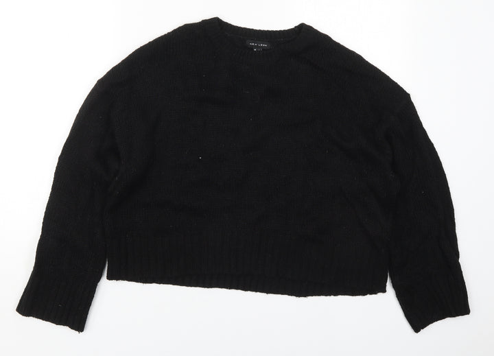 New Look Womens Black Round Neck  Acrylic Pullover Jumper Size L