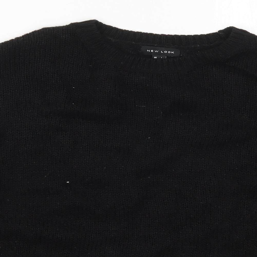 New Look Womens Black Round Neck  Acrylic Pullover Jumper Size L