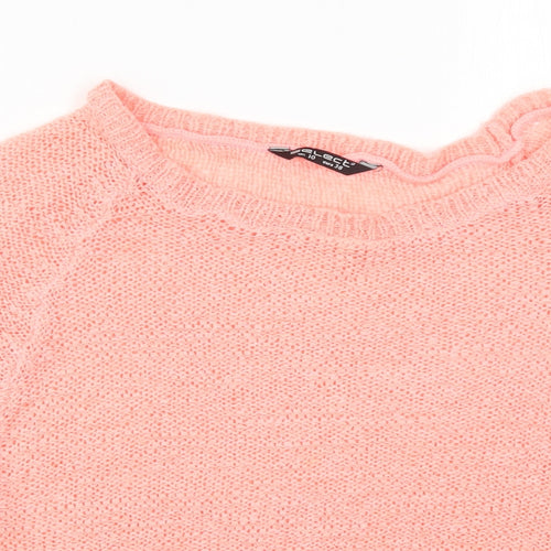 Select Womens Pink Round Neck  Acrylic Pullover Jumper Size 10