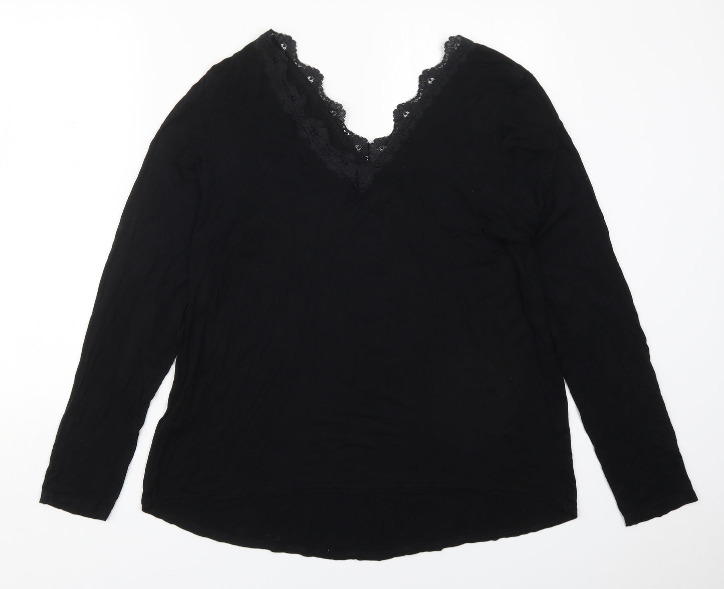 Boohoo Womens Black  Viscose Basic T-Shirt Size 16 V-Neck